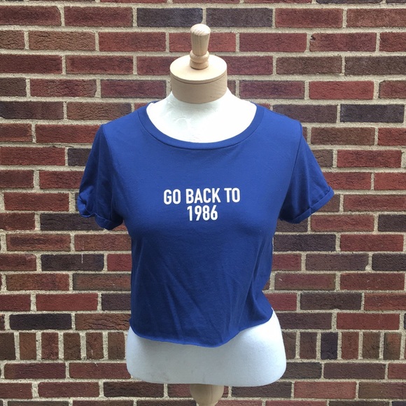 NWT Zara Lefties Blue Graphic Crop Top Size M - Picture 7 of 8